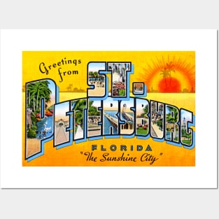 Greetings from St. Petersburg, Florida - Vintage Large Letter Postcard Posters and Art